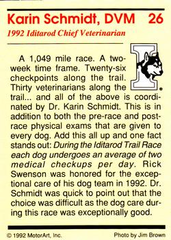 1992 MotorArt Iditarod Sled Dog Race #26 Karin Schmidt, DVM Back